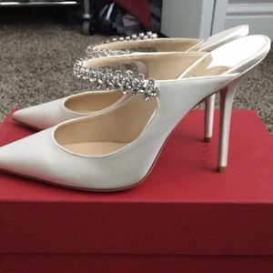 Jimmy Choo Bing 100 White Satin Mules, new without box